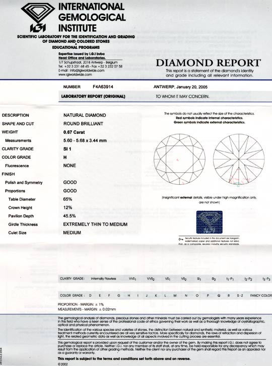 Foto 9 - Diamant, IGI!!!, Brillant 0,67ct Wesselton, SI1, D5560