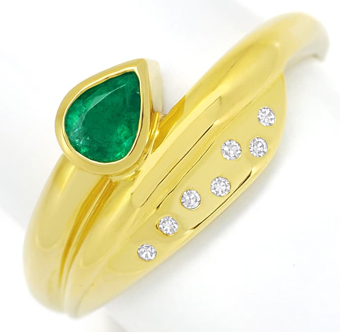Foto 2 - Gold-Ring Top Smaragd Tropfen plus lupenreine Diamanten, R8976