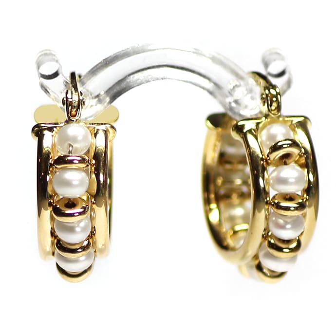 Foto 2 - Gelbgold-Ohrringe Creolen mit schimmernden Zucht-Perlen, S1870