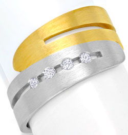 Foto 1 - Platin Gelbgold-Ring mit 4 gespannten Brillanten, S6681